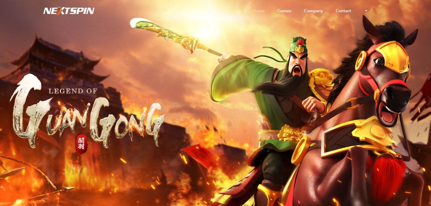 ภาพเกม Legend of Guan Gong จากค่าย Next Spin นักรบจีนโบราณบนหลังม้ากลางสนามรบไฟลุก เกมแนวตำนานประวัติศาสตร์จากผู้พัฒนา Next spin ที่มาพร้อมภาพอลังการและธีมเข้มข้น