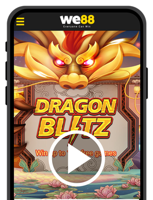 หน้าจอเกม Dragon Blitz บนมือถือ WE88 กับมังกรทองขนาดใหญ่และฉากสระบัวสไตล์จีน หนึ่งในเกมสล็อตจากค่าย Next Spin ที่มาพร้อมฟีเจอร์ฟรีเกมและกราฟิกสุดอลังการในธีมโชคลาภ