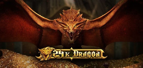 มังกรทองคำแผ่ปีกกลางถ้ำสมบัติจากเกม 24K Dragon หนึ่งในเกมสล็อตได้เงินจริงที่ภาพสวยและเล่นสนุกragon” ที่ด้านล่างของภาพ