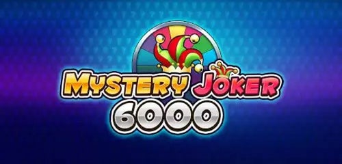 โลโก้เกม Mystery Joker 6000 บนพื้นหลังสีน้ำเงินม่วงสดใส เกมสล็อตได้เงินจริงที่เต็มไปด้วยความสนุกสไตล์คลาสสิก