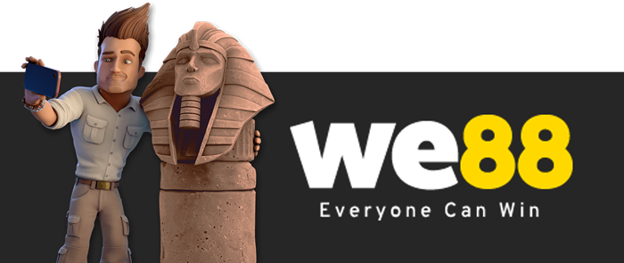 we88 logo เว็บสล็อตเว็บตรงแตกง่ายที่มีตัวละครสล็อตอนิเมชั่นที่มุมซ้าย